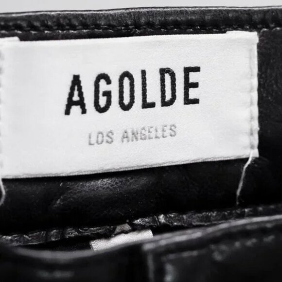 AGOLDE Leather Blend Black Straight Leg Pants - Picture 4 of 11
